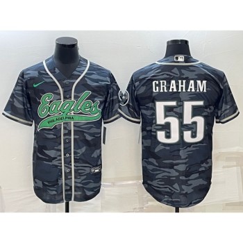Men's Philadelphia Eagles #55 Brandon Graham Grey Camo With Patch Cool Base Stitched Baseball Jersey Men's Philadelphia Eagles #55 Brandon Graham Grey Camo With Patch Cool Base Stitched Baseball Jersey
