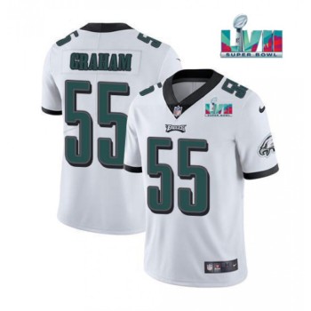 Men's Philadelphia Eagles #55 Brandon Graham White Super Bowl LVII Patch Vapor Untouchable Limited Stitched Football Jersey Men's Philadelphia Eagles #55 Brandon Graham White Super Bowl LVII Patch Vapor Untouchable Limited Stitched Football Jersey