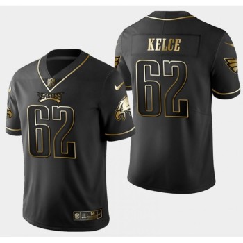 Men's Philadelphia Eagles #62 Jason Kelce Black Golden Edition Stitched Football Jersey Men's Philadelphia Eagles #62 Jason Kelce Black Golden Edition Stitched Football Jersey