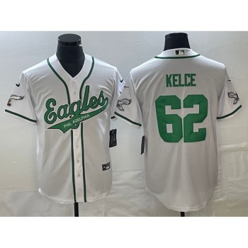 Men's Philadelphia Eagles #62 Jason Kelce White Cool Base Stitched Baseball Jersey Men's Philadelphia Eagles #62 Jason Kelce White Cool Base Stitched Baseball Jersey