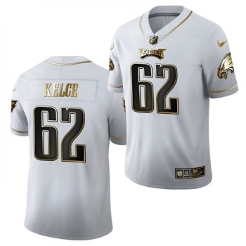 Men's Philadelphia Eagles #62 Jason Kelce White Golden Limited Stitched Jersey Men's Philadelphia Eagles #62 Jason Kelce White Golden Limited Stitched Jersey