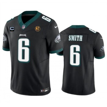 Men's Philadelphia Eagles #6 DeVonta Smith Black 2023 F.U.S.E. With 1-star C Patch And John Madden Patch Vapor Limited Stitched Football Jersey Men's Philadelphia Eagles #6 DeVonta Smith Black 2023 F.U.S.E. With 1-star C Patch And John Madden Patch Vapor Limited Stitched Football Jersey