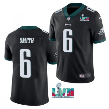Men's Philadelphia Eagles #6 DeVonta Smith Black Super Bowl LVII Patch Vapor Untouchable Limited Stitched Jersey Men's Philadelphia Eagles #6 DeVonta Smith Black Super Bowl LVII Patch Vapor Untouchable Limited Stitched Jersey