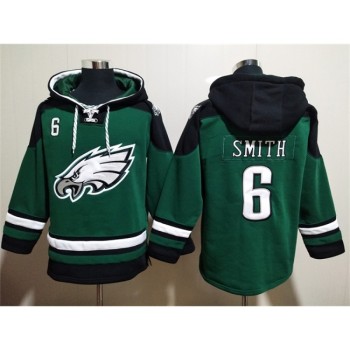 Men's Philadelphia Eagles #6 DeVonta Smith Green Lace-Up Pullover Hoodie Men's Philadelphia Eagles #6 DeVonta Smith Green Lace-Up Pullover Hoodie