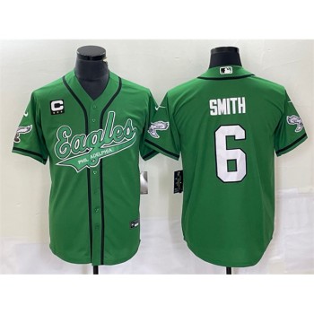 Men's Philadelphia Eagles #6 DeVonta Smith Green With 3-star C Patch Cool Base Stitched Baseball Jersey Men's Philadelphia Eagles #6 DeVonta Smith Green With 3-star C Patch Cool Base Stitched Baseball Jersey