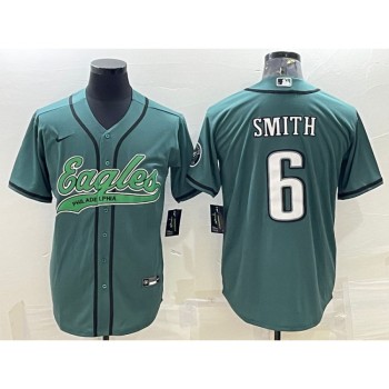 Men's Philadelphia Eagles #6 DeVonta Smith Green With Patch Cool Base Stitched Baseball Jersey Men's Philadelphia Eagles #6 DeVonta Smith Green With Patch Cool Base Stitched Baseball Jersey