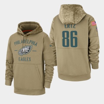 Men's Philadelphia Eagles #86 Zach Ertz Tan 2019 Salute to Service Sideline Therma Pullover Hoodie Men's Philadelphia Eagles #86 Zach Ertz Tan 2019 Salute to Service Sideline Therma Pullover Hoodie