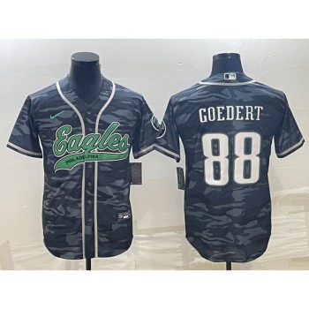 Men's Philadelphia Eagles #88 Dallas Goedert Grey Camo With Patch Cool Base Stitched Baseball Jersey Men's Philadelphia Eagles #88 Dallas Goedert Grey Camo With Patch Cool Base Stitched Baseball Jersey