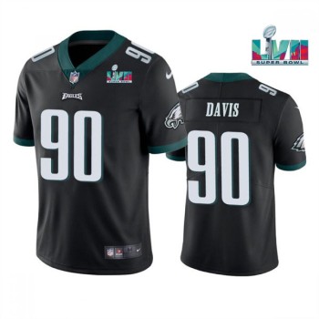 Men's Philadelphia Eagles #90 Jordan Davis Black Super Bowl LVII Vapor Untouchable Limited Stitched Jersey Men's Philadelphia Eagles #90 Jordan Davis Black Super Bowl LVII Vapor Untouchable Limited Stitched Jersey