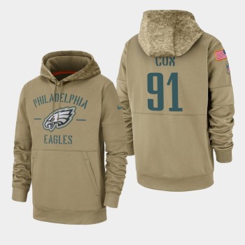 Men's Philadelphia Eagles #91 Fletcher Cox Tan 2019 Salute to Service Sideline Therma Pullover Hoodie Men's Philadelphia Eagles #91 Fletcher Cox Tan 2019 Salute to Service Sideline Therma Pullover Hoodie