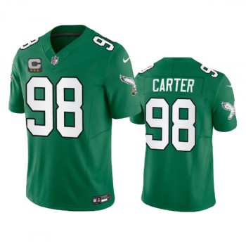 Men's Philadelphia Eagles #98 Jalen Carter Green 2023 F.U.S.E. With 3-star C Patch Vapor Untouchable Stitched Football Jersey Men's Philadelphia Eagles #98 Jalen Carter Green 2023 F.U.S.E. With 3-star C Patch Vapor Untouchable Stitched Football Jersey