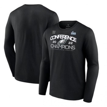 Men's Philadelphia Eagles Black 2022 NFC Champions Shadow Cast Long Sleeve T-Shirt Men's Philadelphia Eagles Black 2022 NFC Champions Shadow Cast Long Sleeve T-Shirt