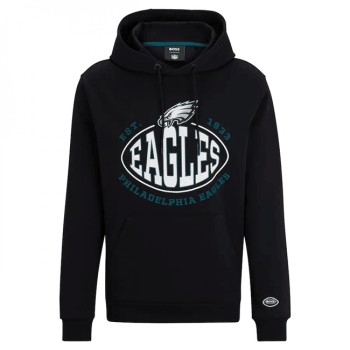 Men's Philadelphia Eagles Black BOSS X Touchback Pullover Hoodie Men's Philadelphia Eagles Black BOSS X Touchback Pullover Hoodie