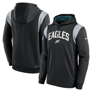 Men's Philadelphia Eagles Black Sideline Stack Performance Pullover Hoodie 001 Men's Philadelphia Eagles Black Sideline Stack Performance Pullover Hoodie 001