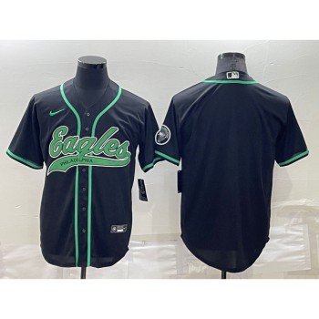 Men's Philadelphia Eagles Blank Black Cool Base Stitched Baseball Jersey Men's Philadelphia Eagles Blank Black Cool Base Stitched Baseball Jersey