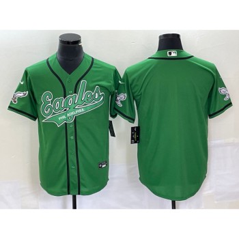 Men's Philadelphia Eagles Blank Green Cool Base Stitched Baseball Jersey Men's Philadelphia Eagles Blank Green Cool Base Stitched Baseball Jersey