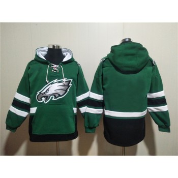 Men's Philadelphia Eagles Blank Green Lace-Up Pullover Hoodie Men's Philadelphia Eagles Blank Green Lace-Up Pullover Hoodie