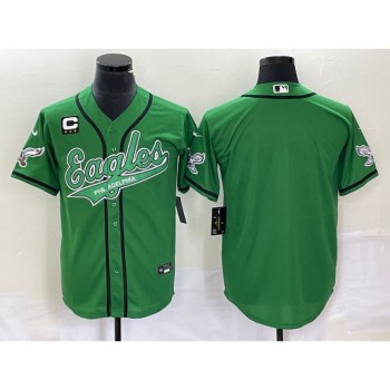 Men's Philadelphia Eagles Blank Green With 3-starC Patch Cool Base Stitched Baseball Jersey Men's Philadelphia Eagles Blank Green With 3-starC Patch Cool Base Stitched Baseball Jersey
