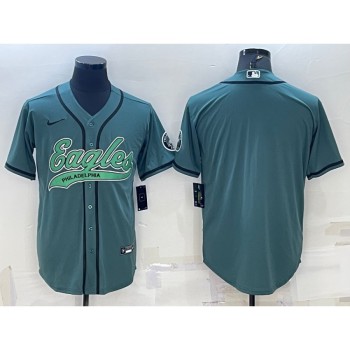Men's Philadelphia Eagles Blank Green With Patch Cool Base Stitched Baseball Jersey Men's Philadelphia Eagles Blank Green With Patch Cool Base Stitched Baseball Jersey