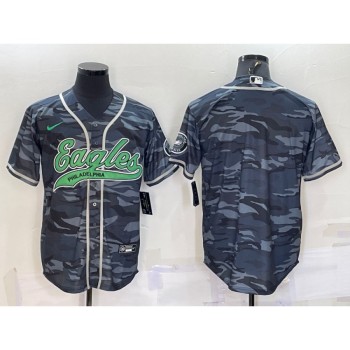 Men's Philadelphia Eagles Blank Grey Camo With Patch Cool Base Stitched Baseball Jersey Men's Philadelphia Eagles Blank Grey Camo With Patch Cool Base Stitched Baseball Jersey