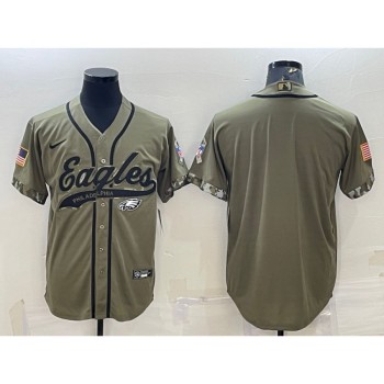 Men's Philadelphia Eagles Blank Olive 2022 Salute To Service Cool Base Stitched Baseball Jersey Men's Philadelphia Eagles Blank Olive 2022 Salute To Service Cool Base Stitched Baseball Jersey