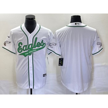 Men's Philadelphia Eagles Blank White Cool Base Stitched Baseball Jersey Men's Philadelphia Eagles Blank White Cool Base Stitched Baseball Jersey