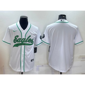 Men's Philadelphia Eagles Blank White With Patch Cool Base Stitched Baseball Jersey Men's Philadelphia Eagles Blank White With Patch Cool Base Stitched Baseball Jersey