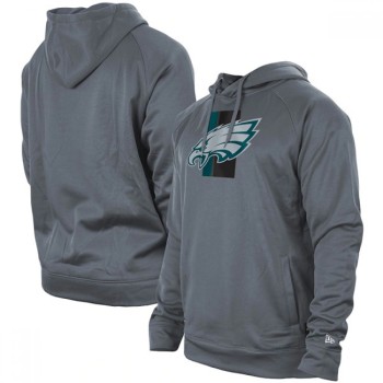Men's Philadelphia Eagles Gray New Era Training Camp Raglan Pullover Hoodie Men's Philadelphia Eagles Gray New Era Training Camp Raglan Pullover Hoodie