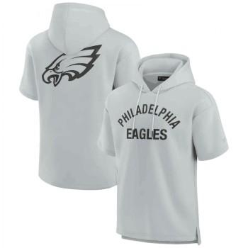 Men's Philadelphia Eagles Gray Super Soft Fleece Short Sleeve Hoodie Men's Philadelphia Eagles Gray Super Soft Fleece Short Sleeve Hoodie