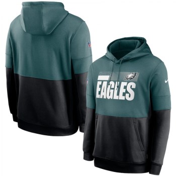 Men's Philadelphia Eagles Green/Black Sideline Impact Lockup Performance Pullover Hoodie Men's Philadelphia Eagles Green/Black Sideline Impact Lockup Performance Pullover Hoodie