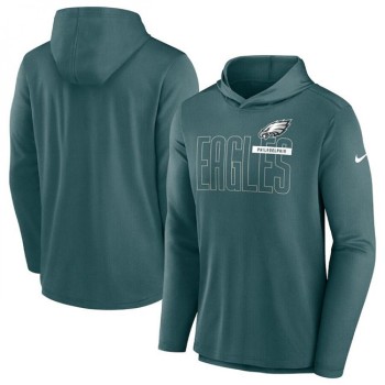 Men's Philadelphia Eagles Green Lightweight Performance Hoodie Long Sleeve T-Shirt Men's Philadelphia Eagles Green Lightweight Performance Hoodie Long Sleeve T-Shirt
