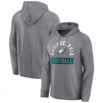 Men's Philadelphia Eagles Heathered Gray No Time Off Raglan Pullover Hoodie Men's Philadelphia Eagles Heathered Gray No Time Off Raglan Pullover Hoodie