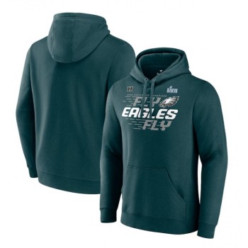 Men's Philadelphia Eagles Midnight Green 2022 NFC Champions Team Slogan Pullover Hoodie Men's Philadelphia Eagles Midnight Green 2022 NFC Champions Team Slogan Pullover Hoodie