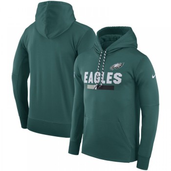 Men's Philadelphia Eagles Green Sideline Team Name Performance Pullover Hoodie Men's Philadelphia Eagles Green Sideline Team Name Performance Pullover Hoodie