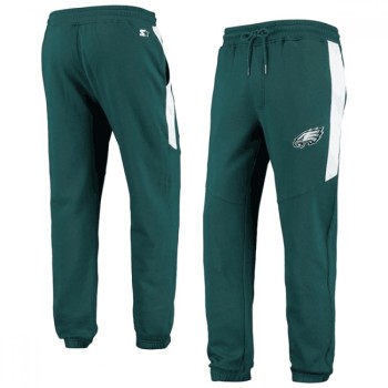Men's Philadelphia Eagles Starter Green/White Goal Post Fleece Pants Men's Philadelphia Eagles Starter Green/White Goal Post Fleece Pants