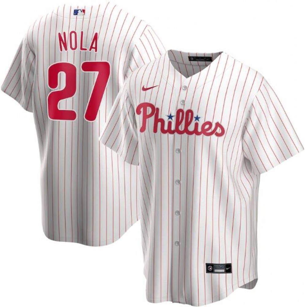 Men's Philadelphia Phillies #27 Aaron Nola White Cool Base Stitched Jersey