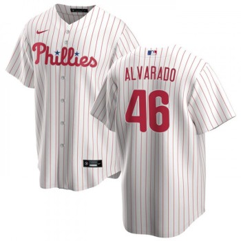 Men's Philadelphia Phillies #46 Jose Alvarado White Cool Base Stitched Baseball Jersey Men's Philadelphia Phillies #46 Jose Alvarado White Cool Base Stitched Baseball Jersey
