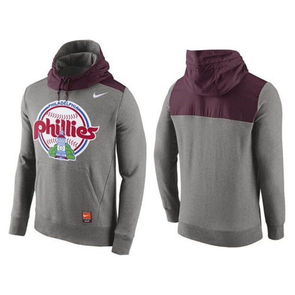 Men's Philadelphia Phillies Gray Cooperstown Collection Hybrid Pullover Hoodie