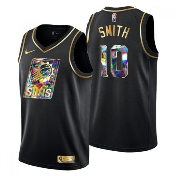 Men's Phoenix Suns #10 Jalen Smith 2021/22 Black Golden Edition Diamond Logo 75th Anniversary Stitched Basketball Jersey Men's Phoenix Suns #10 Jalen Smith 2021/22 Black Golden Edition Diamond Logo 75th Anniversary Stitched Basketball Jersey