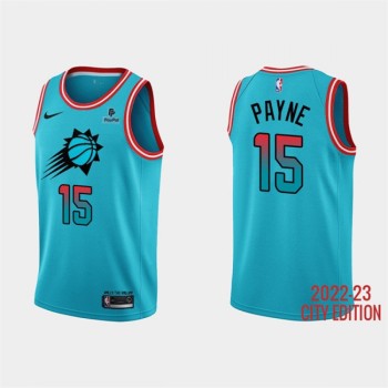 Men's Phoenix Suns #15 Cameron Payne Blue 2022/23 City Edition With Black Payple Patch Stitched Basketball Jersey Men's Phoenix Suns #15 Cameron Payne Blue 2022/23 City Edition With Black Payple Patch Stitched Basketball Jersey