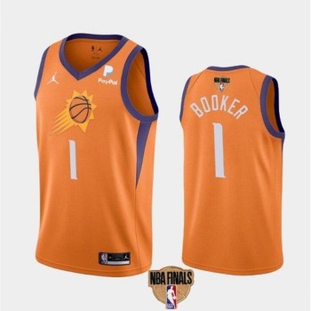 Men's Phoenix Suns #1 Devin Booker 2021 Orange Statement Finals Basketball Swingman Stitched Jersey Men's Phoenix Suns #1 Devin Booker 2021 Orange Statement Finals Basketball Swingman Stitched Jersey