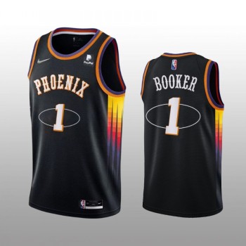 Men's Phoenix Suns #1 Devin Booker Black 75th Anniversary Stitched Jersey Men's Phoenix Suns #1 Devin Booker Black 75th Anniversary Stitched Jersey