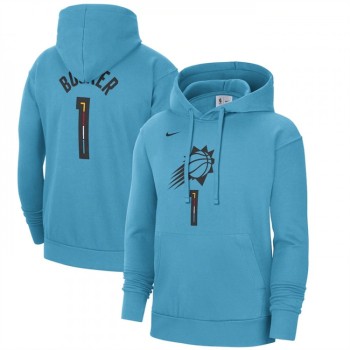 Men's Phoenix Suns #1 Devin Booker Blue 2022/23 City Edition Name & Number Essential Pullover Hoodie Men's Phoenix Suns #1 Devin Booker Blue 2022/23 City Edition Name & Number Essential Pullover Hoodie