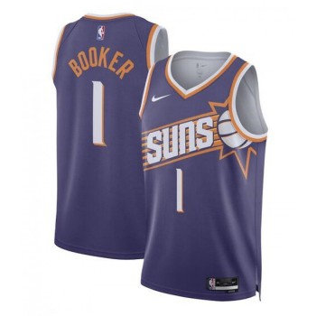 Men's Phoenix Suns #1 Devin Booker Purple 2023 Icon Edition Stitched Basketball Jersey Men's Phoenix Suns #1 Devin Booker Purple 2023 Icon Edition Stitched Basketball Jersey