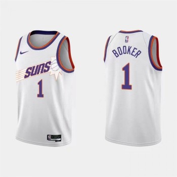 Men's Phoenix Suns #1 Devin Booker White Association Edition Stitched Jersey Men's Phoenix Suns #1 Devin Booker White Association Edition Stitched Jersey