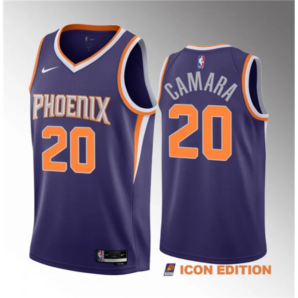 Men's Phoenix Suns #20 Toumani Camara Purple 2023 Draft Icon Edition Stitched Basketball Jersey