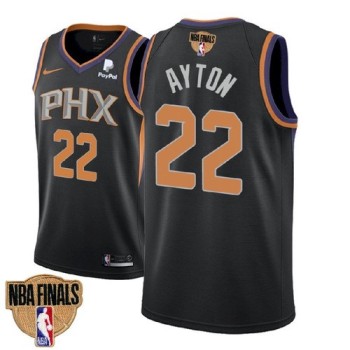 Men's Phoenix Suns #22 Deandre Ayton 2021 Black NBA Finals Statement Edition Stitched Jersey Men's Phoenix Suns #22 Deandre Ayton 2021 Black NBA Finals Statement Edition Stitched Jersey