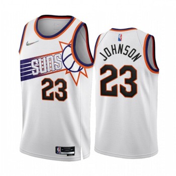 Men's Phoenix Suns #23 Cameron Johnson 2022/23 White 75th Anniversary Association Edition Stitched Jersey Men's Phoenix Suns #23 Cameron Johnson 2022/23 White 75th Anniversary Association Edition Stitched Jersey