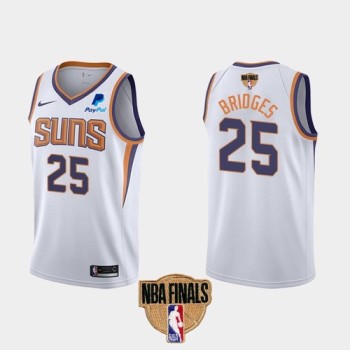 Men's Phoenix Suns #25 Mikal Bridges 2021 White NBA Finals Association Edition Stitched Jersey Men's Phoenix Suns #25 Mikal Bridges 2021 White NBA Finals Association Edition Stitched Jersey