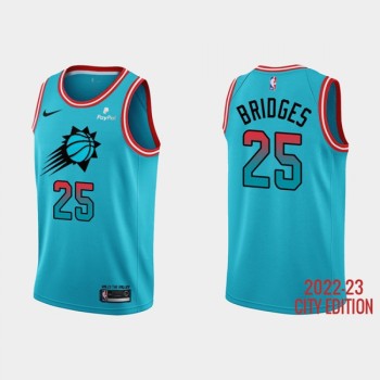 Men's Phoenix Suns #25 Mikal Bridges 2022-23 Blue City Edition Stitched Basketball Jersey Men's Phoenix Suns #25 Mikal Bridges 2022-23 Blue City Edition Stitched Basketball Jersey